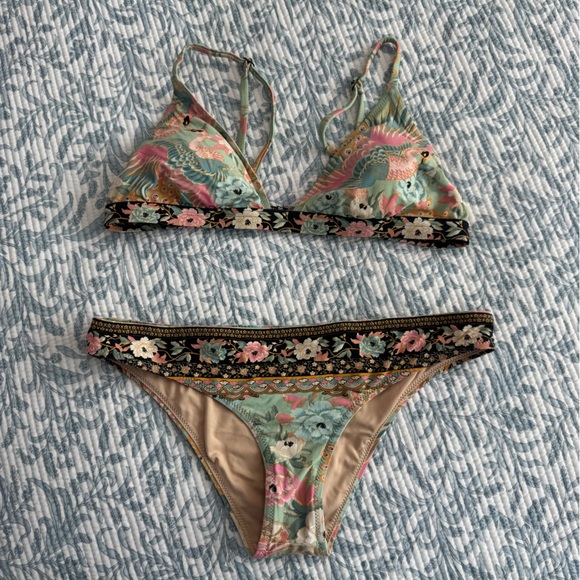 Spell Other - Spell Floral Mint Green and Pink Bikini Set